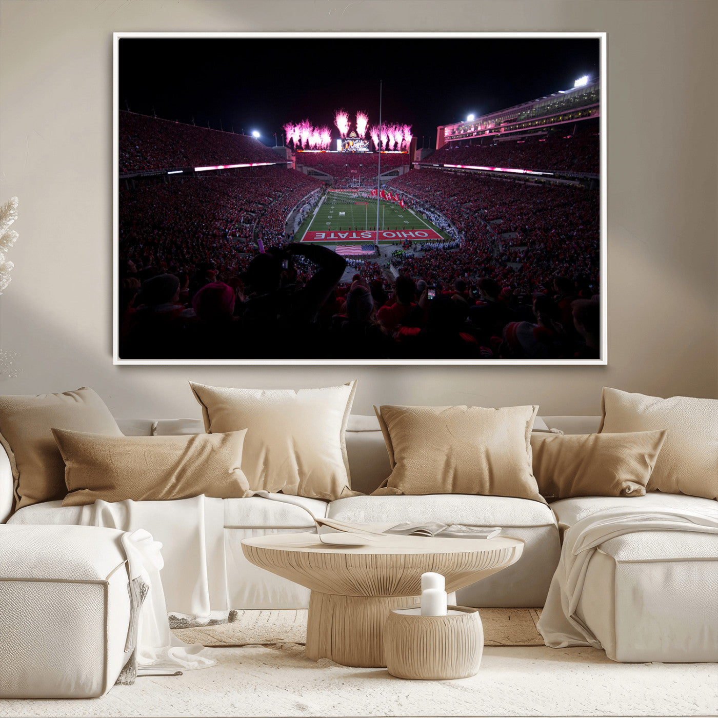 MGV-FC-36X24 - Ohio State University Buckeyes Football Team Print - Columbus Ohio Stadium Wall Art Canvas Print