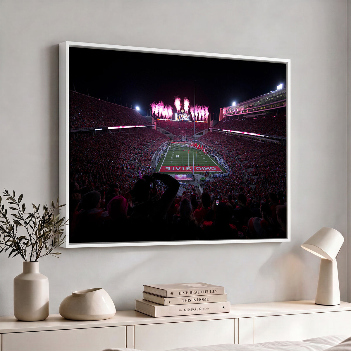 20483-PAN-FL-20X10 - Ohio State University Buckeyes Football Team Print - Columbus Ohio Stadium Wall Art Canvas Print