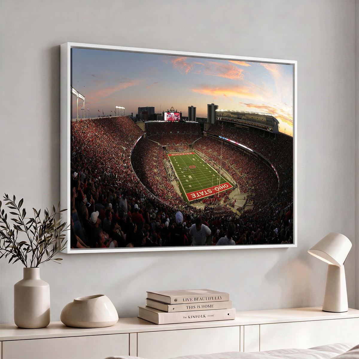28825-PAN-FL-20X10 - Ohio State University Buckeyes Football Team Print - Columbus Ohio Stadium Wall Art Canvas Print