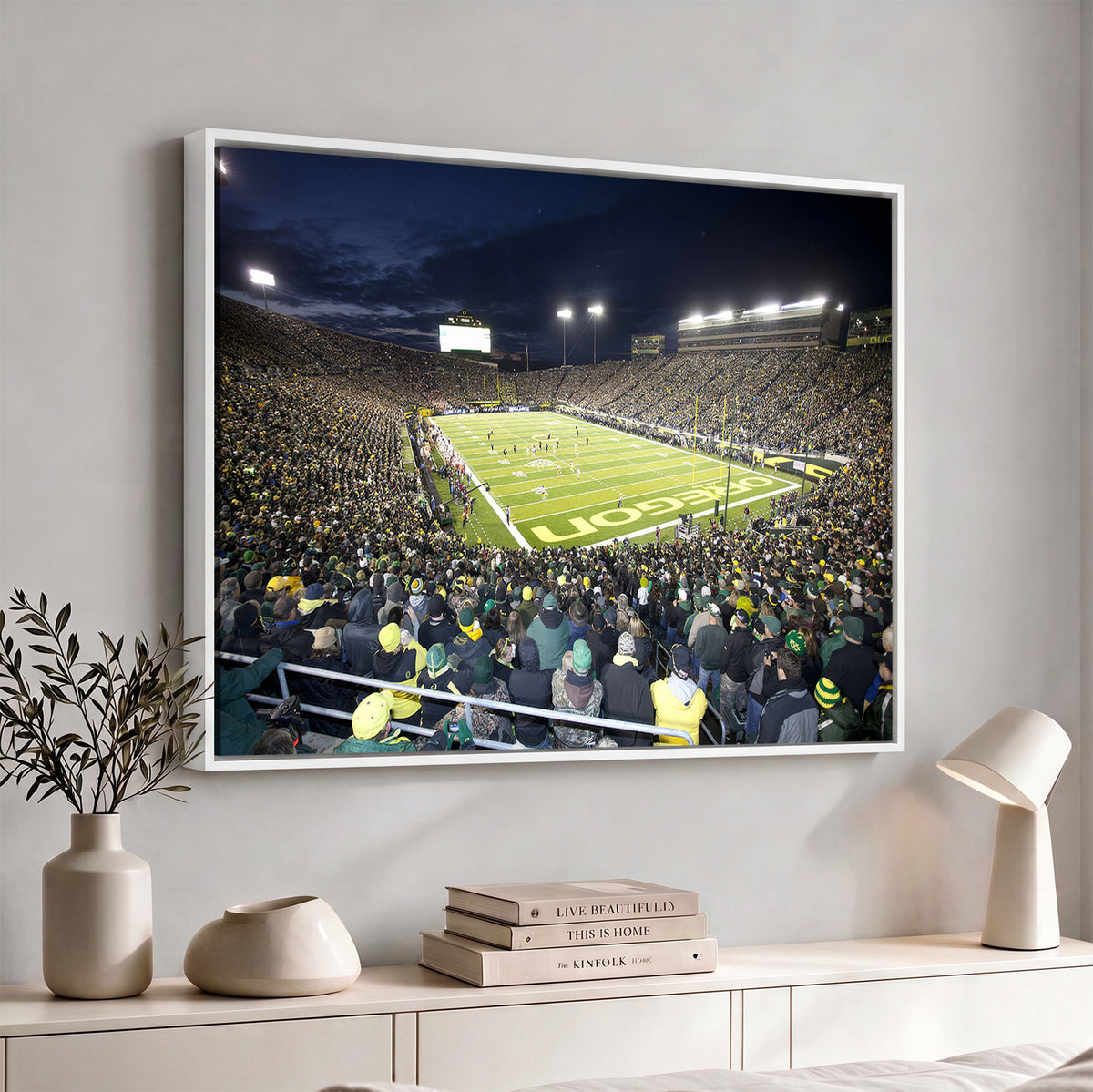 48756-PAN-FL-20X10 - University of Oregon Ducks Football Team Print - Eugene Autzen Stadium Wall Art Canvas Print