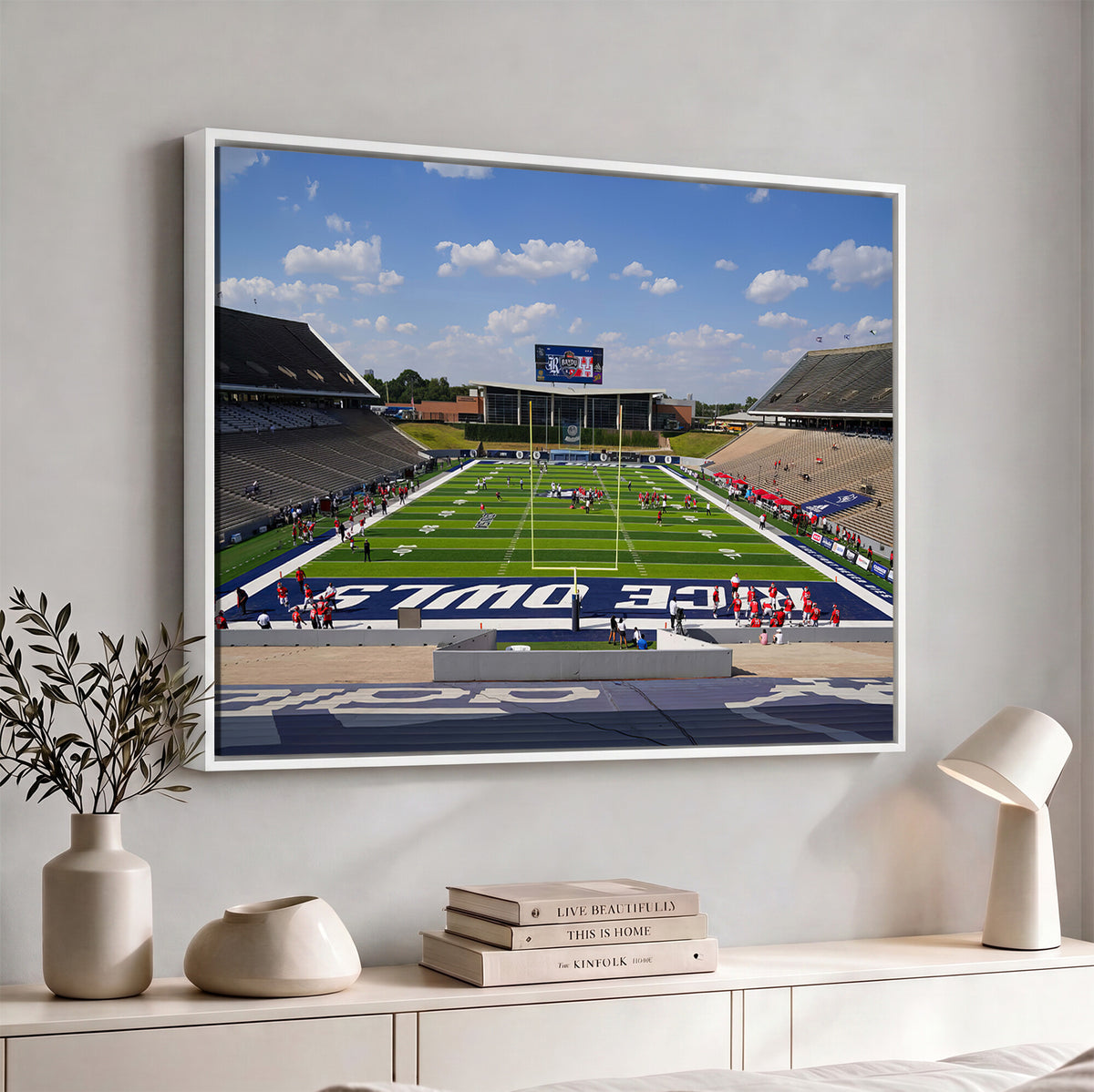 92248-MGV-CV-36X24 - Rice University Owls Football Team Print, Houston Rice Stadium