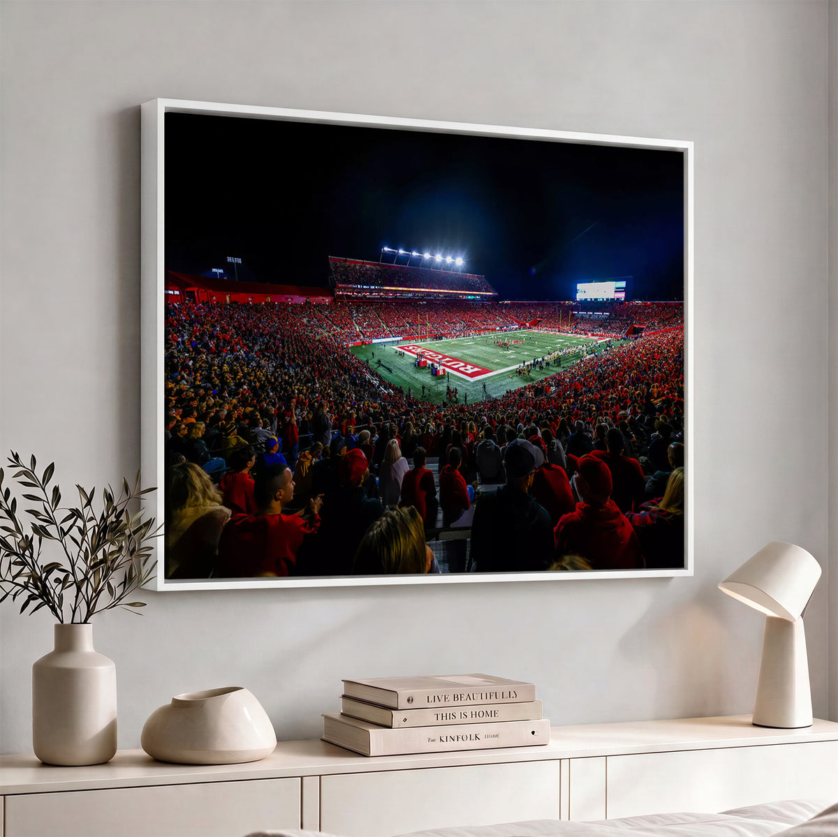 18115-PAN-FL-20X10 - Rutgers Scarlet Knights Football Team Print - SHI Stadium, Piscataway Wall Art Canvas Print