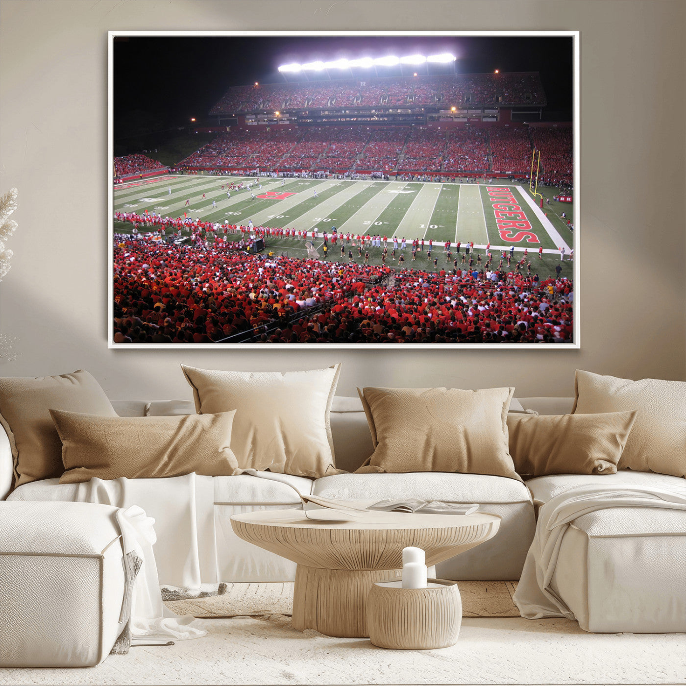 MGV-FC-36X24 - Rutgers University Scarlet Knights Football Team Print - Piscataway SHI Stadium Wall Art Canvas