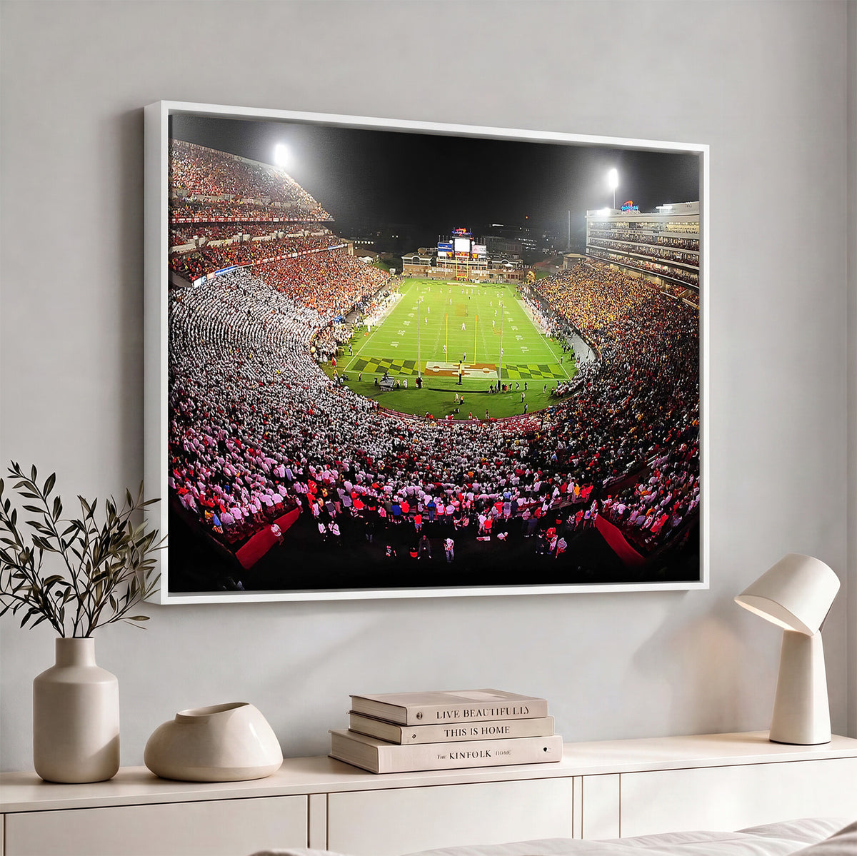 12091-PAN-FL-20X10 - University of Maryland Terrapins Football Team Print - College Park SECU Stadium Wall Art Canvas