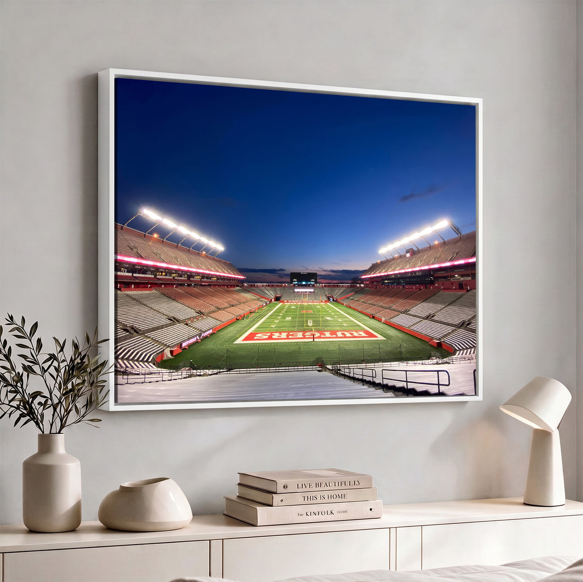 15051-MGV-CV-36X24 - Rutgers Scarlet Knights Football Team Print, Piscataway SHI Stadium