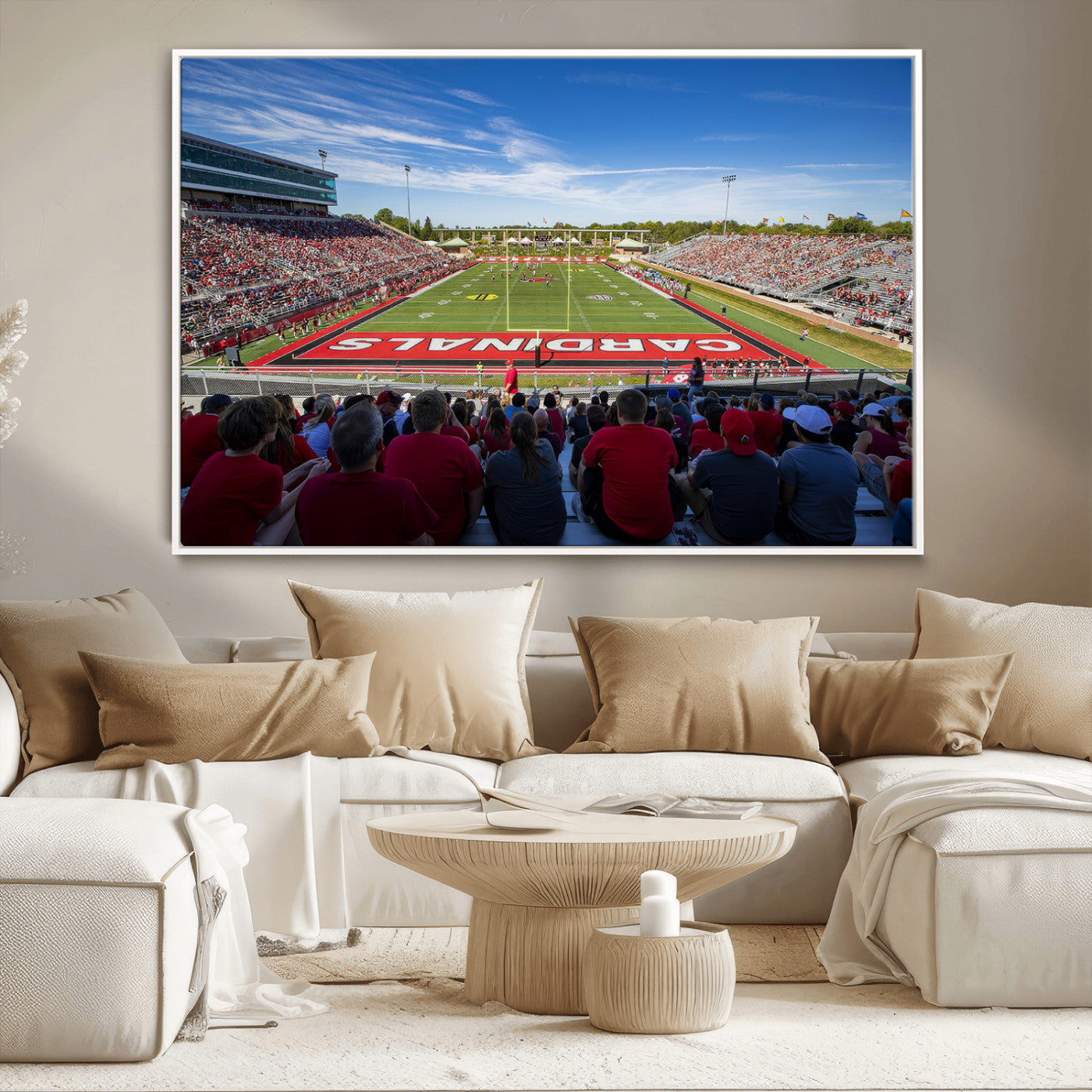 MGV-FC-36X24 - Ball State Cardinals Football Team Print - Muncie Scheumann Stadium Wall Art Canvas Print