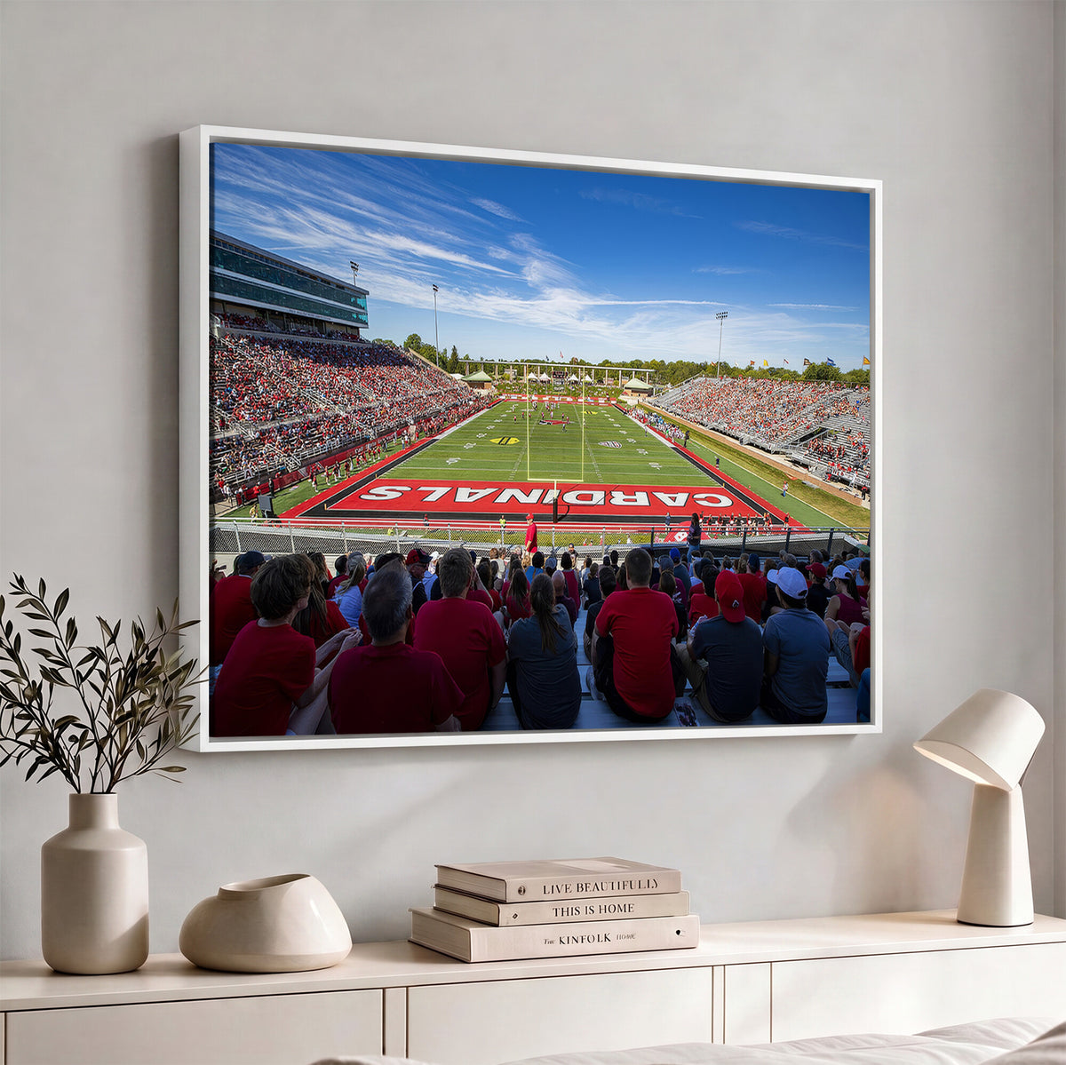 71475-PAN-FL-20X10 - Ball State Cardinals Football Team Print - Muncie Scheumann Stadium Wall Art Canvas Print