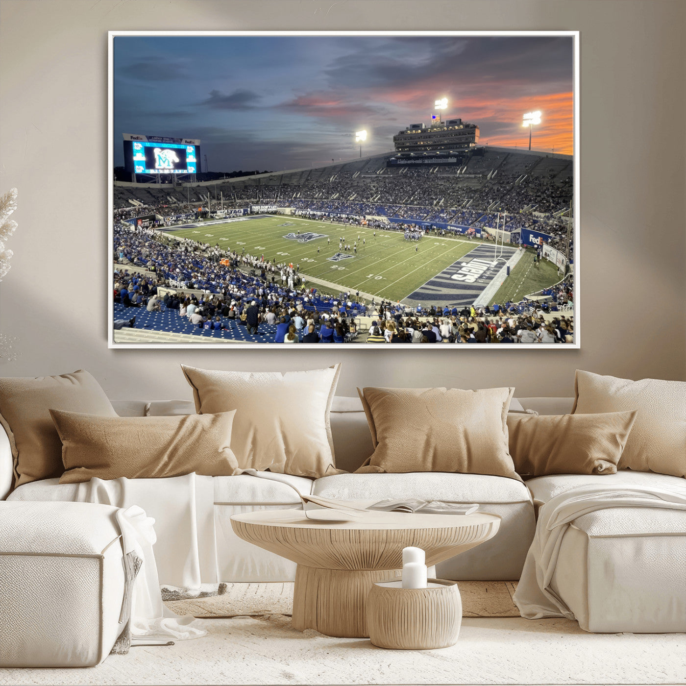 MGV-FC-36X24 - Memphis Tigers Football Team Print - Memphis Simmons Bank Liberty Stadium Wall Art Canvas Print