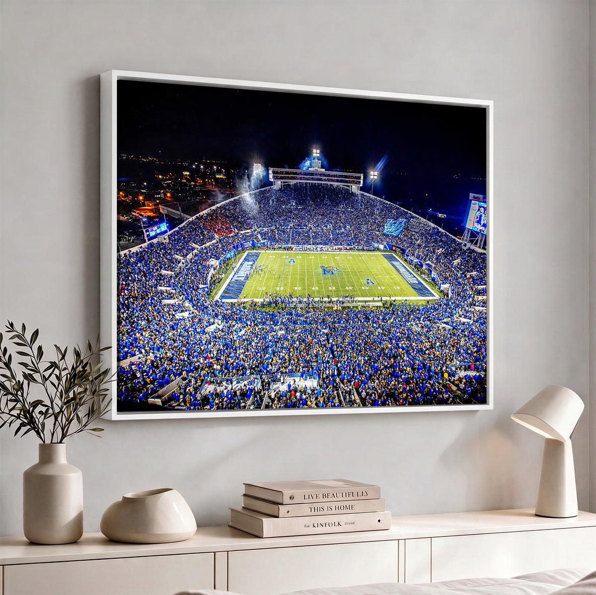 11665-PAN-FL-20X10 - University of Memphis Tigers Football Team Print - Memphis Simmons Bank Liberty Stadium Wall Art