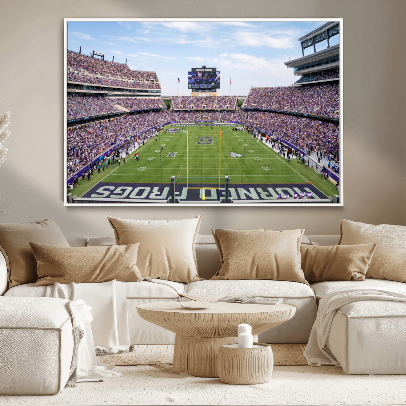 MGV-FC-36X24 - TCU Horned Frogs Football Team Print - Fort Worth Amon G. Carter Stadium Wall Art Canvas Print