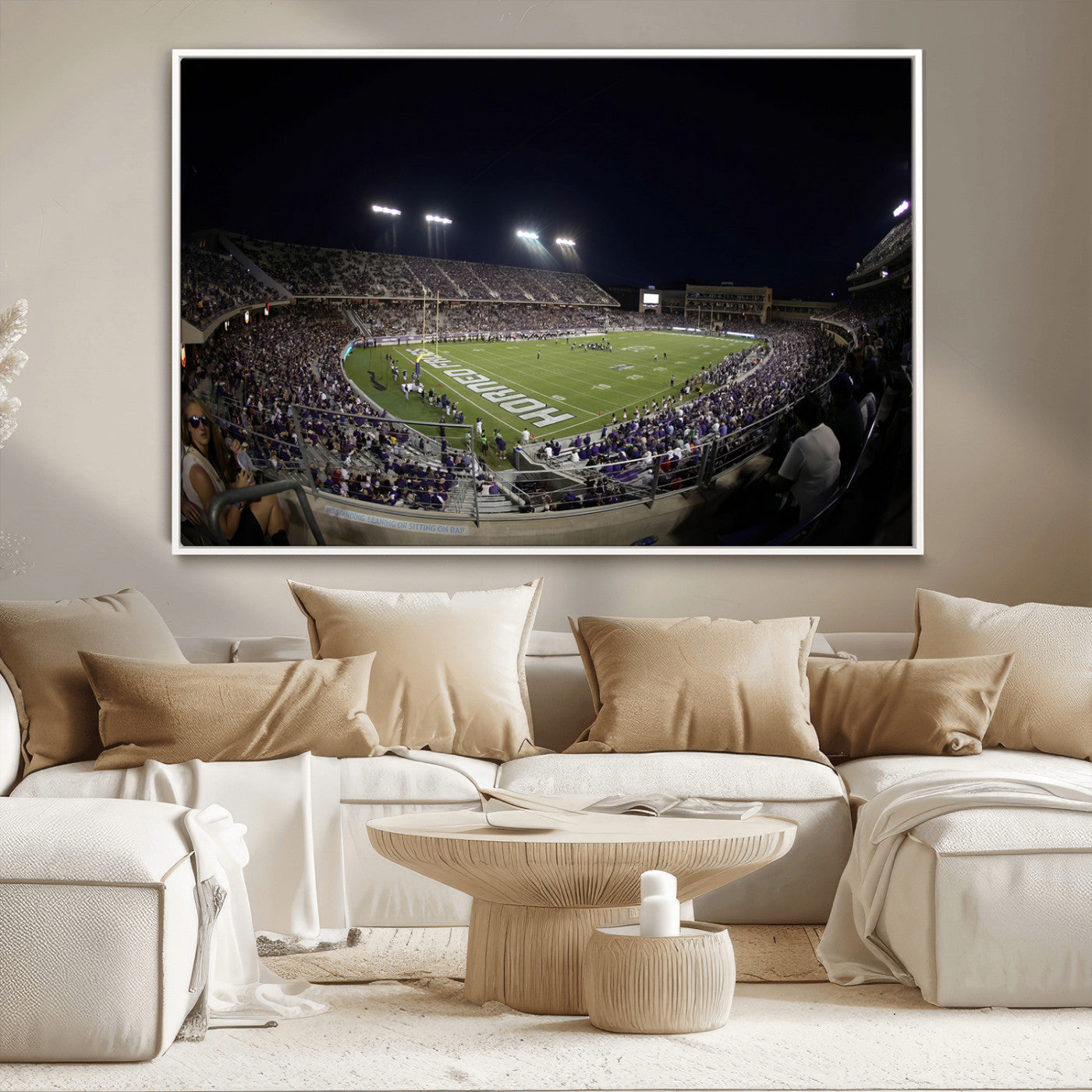 MGV-FC-36X24 - TCU Horned Frogs Football Team Print - Fort Worth Amon G. Carter Stadium Wall Art Canvas Print.