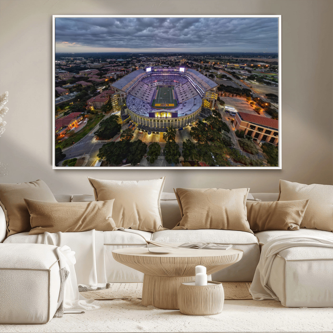 MGV-FC-36X24 - The Louisiana State University Tigers Football Team Print - Baton Rouge Tiger Stadium Wall Art