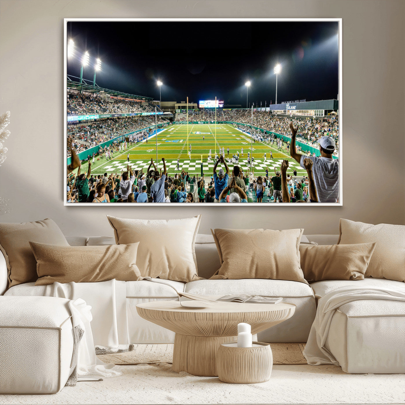 MGV-FC-36X24 - The Tulane University Green Wave Football Team Print - New Orleans Yulman Stadium Wall Art Canvas
