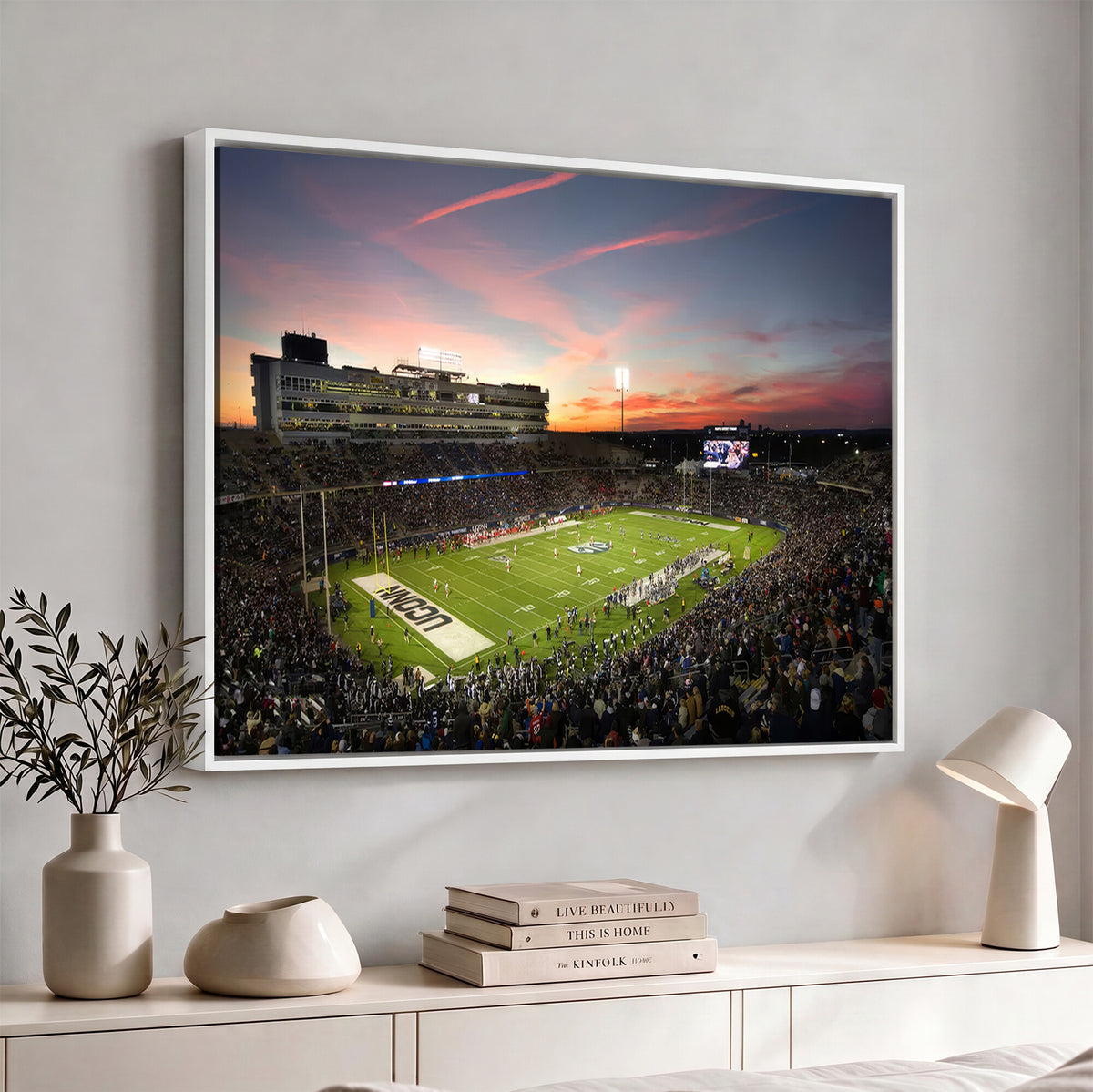 64416-MGV-CV-36X24 - The University of Connecticut UCONN Huskies Football Team Print, Framed and Ready to Hang