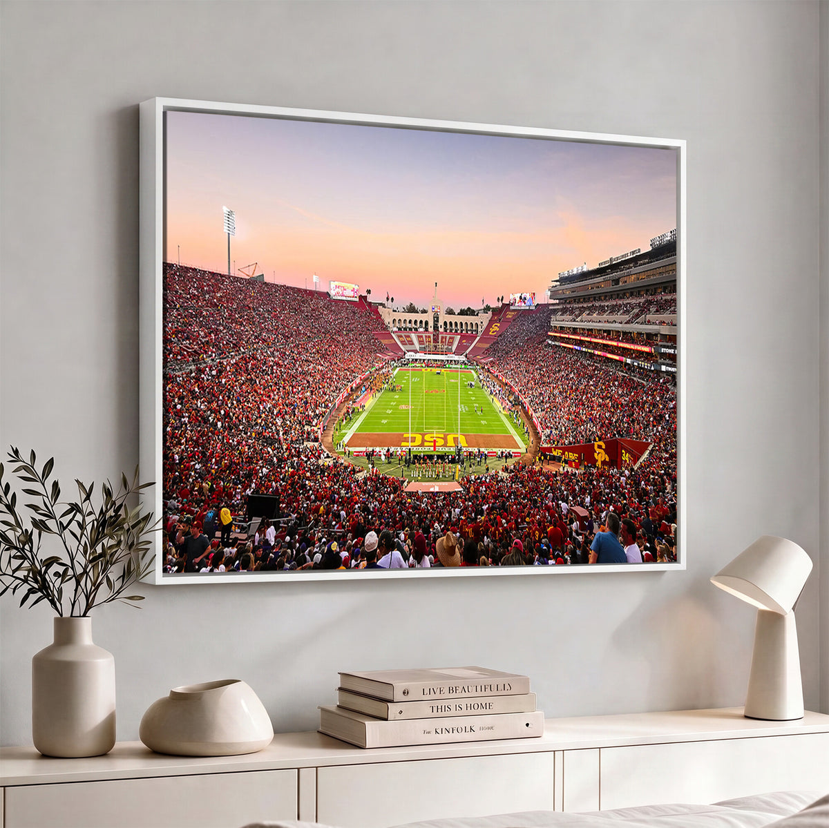 39904-MGV-CV-36X24 - The University of Southern California USC Trojans Football Team Print, Home Bar Wall Decor