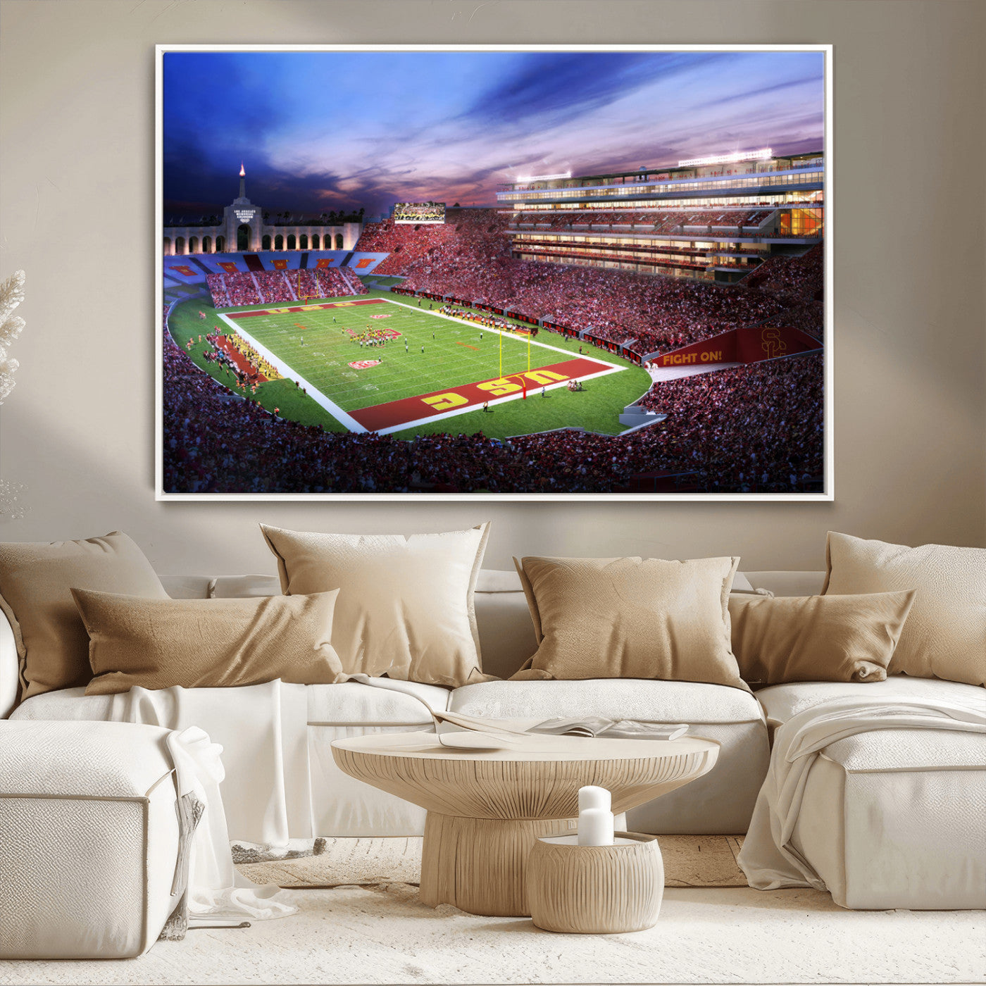 MGV-FC-36X24 - The University of Southern California USC Trojans Football Team Print - Los Angeles Memorial