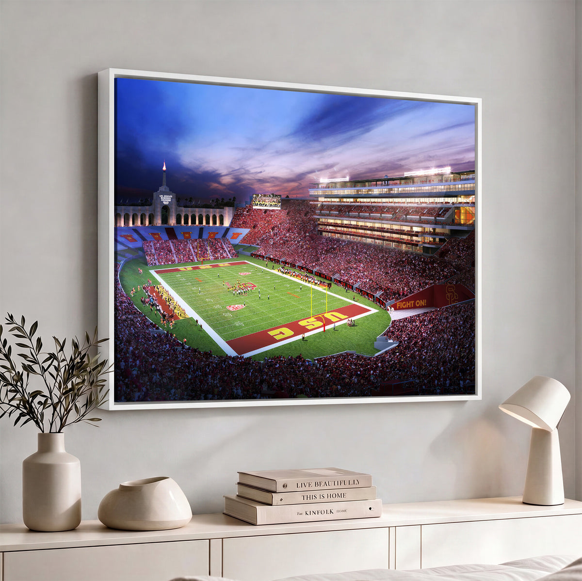 71879-MGV-CV-36X24 - The University of Southern California USC Trojans Football Team Print, Framed and Ready to Hang