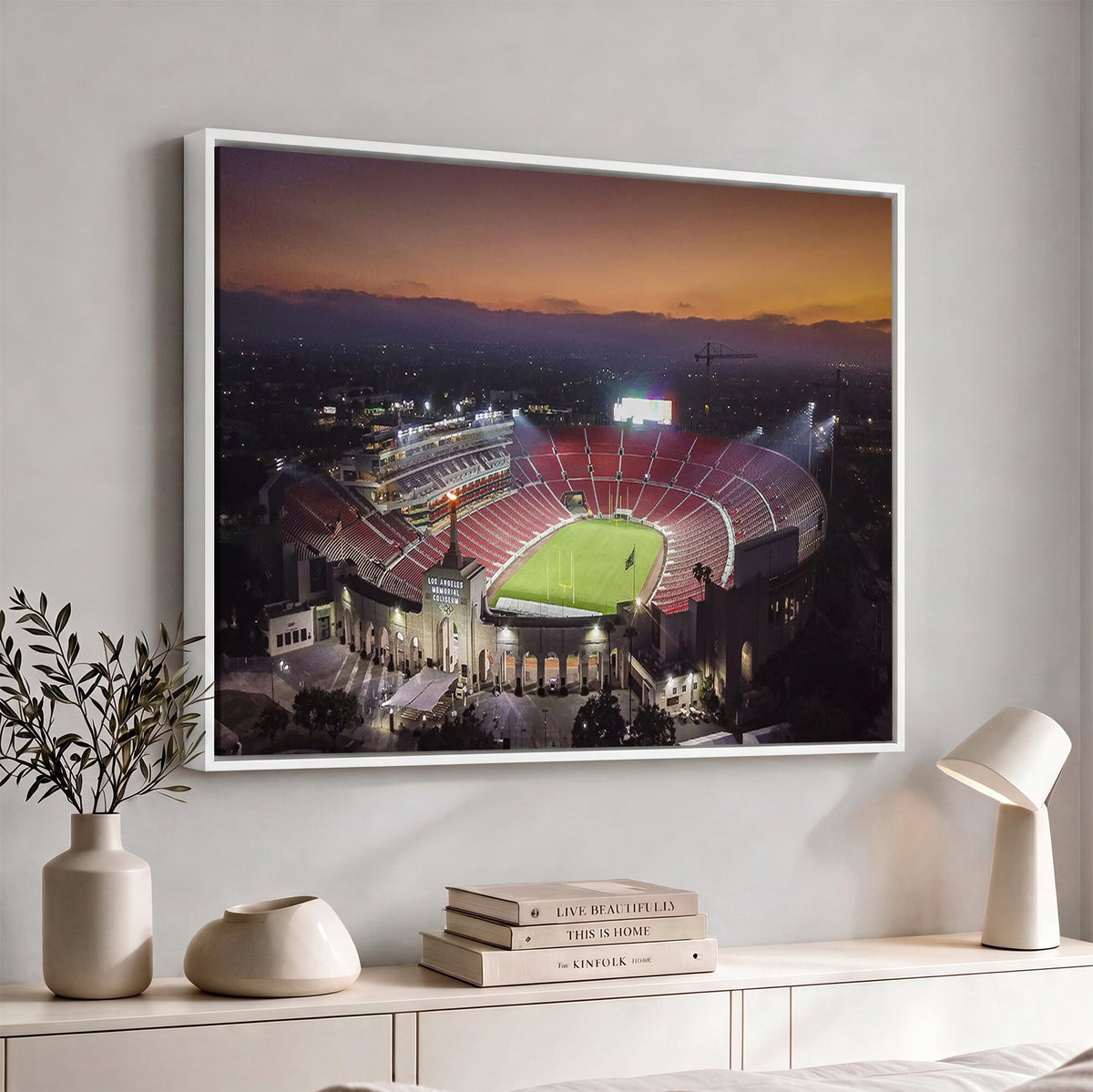 50666-MGV-CV-36X24 - The University of Southern California USC Trojans Football Team Print, Los Angeles Memorial Coliseum