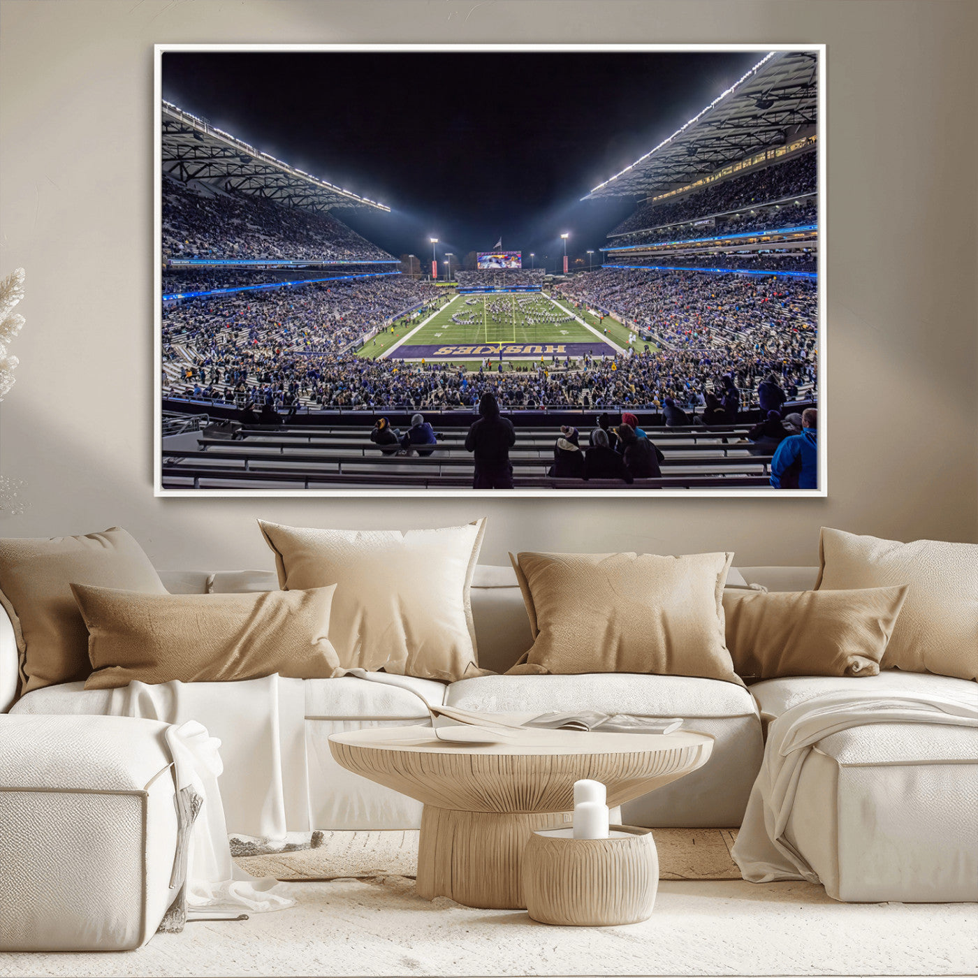 MGV-FC-36X24 - The University of Washington Huskies Football Team Print - Seattle Husky Stadium Wall Art Canvas