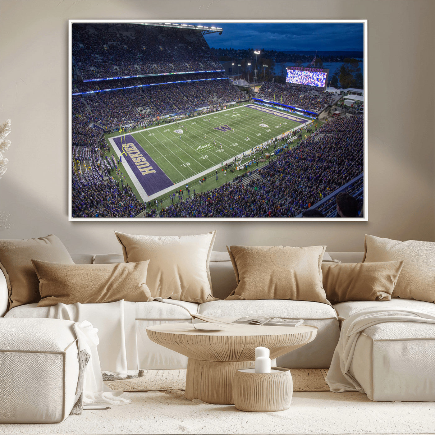 MGV-FC-36X24 - The University of Washington Huskies Football Team Print - Seattle Husky Stadium Wall Art Canvas