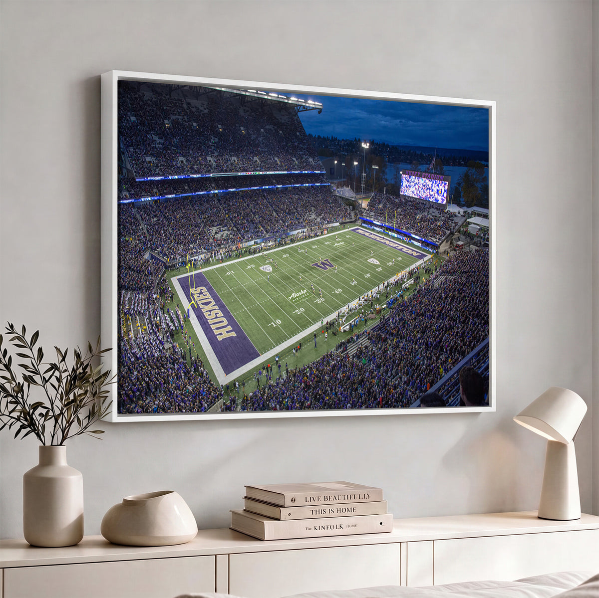 84780-MGV-CV-36X24 - The University of Washington Huskies Football Team Print, Framed and Ready to Hang