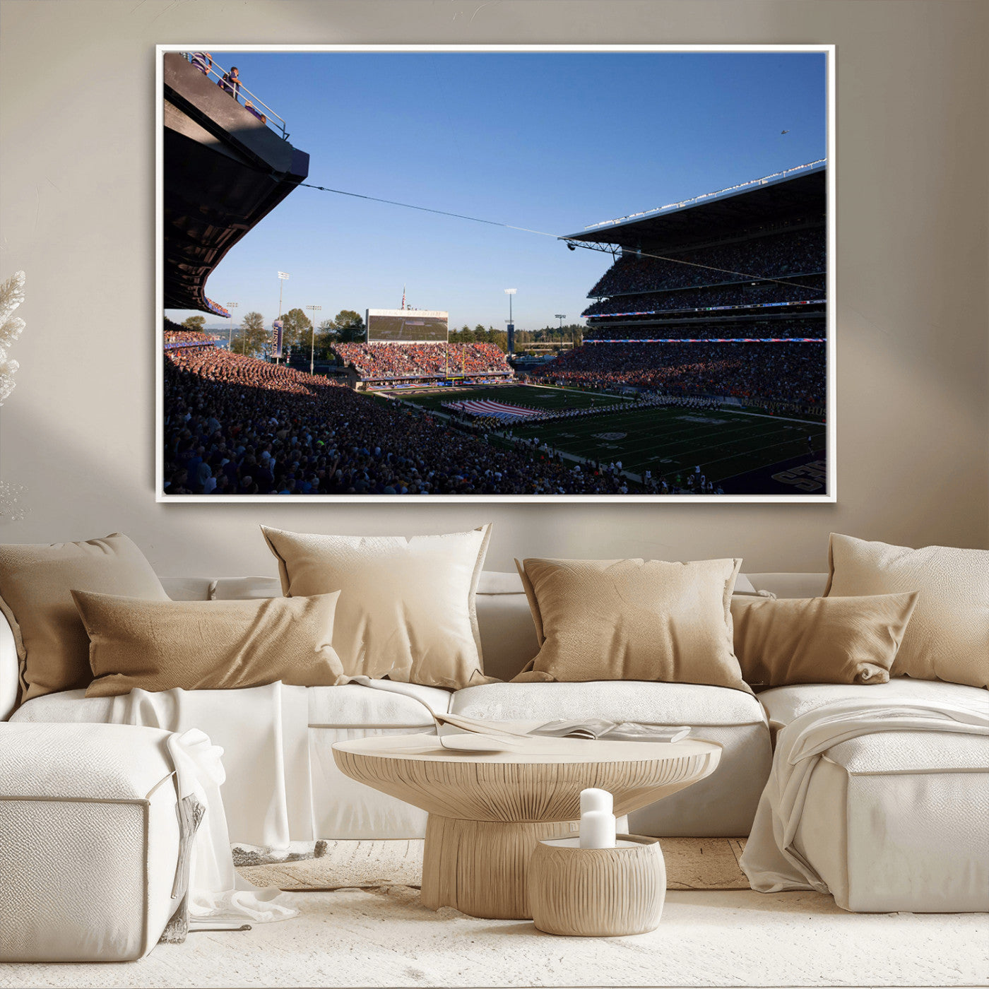 MGV-FC-36X24 - The University of Washington Huskies Football Team Print - Seattle Husky Stadium Wall Art Canvas