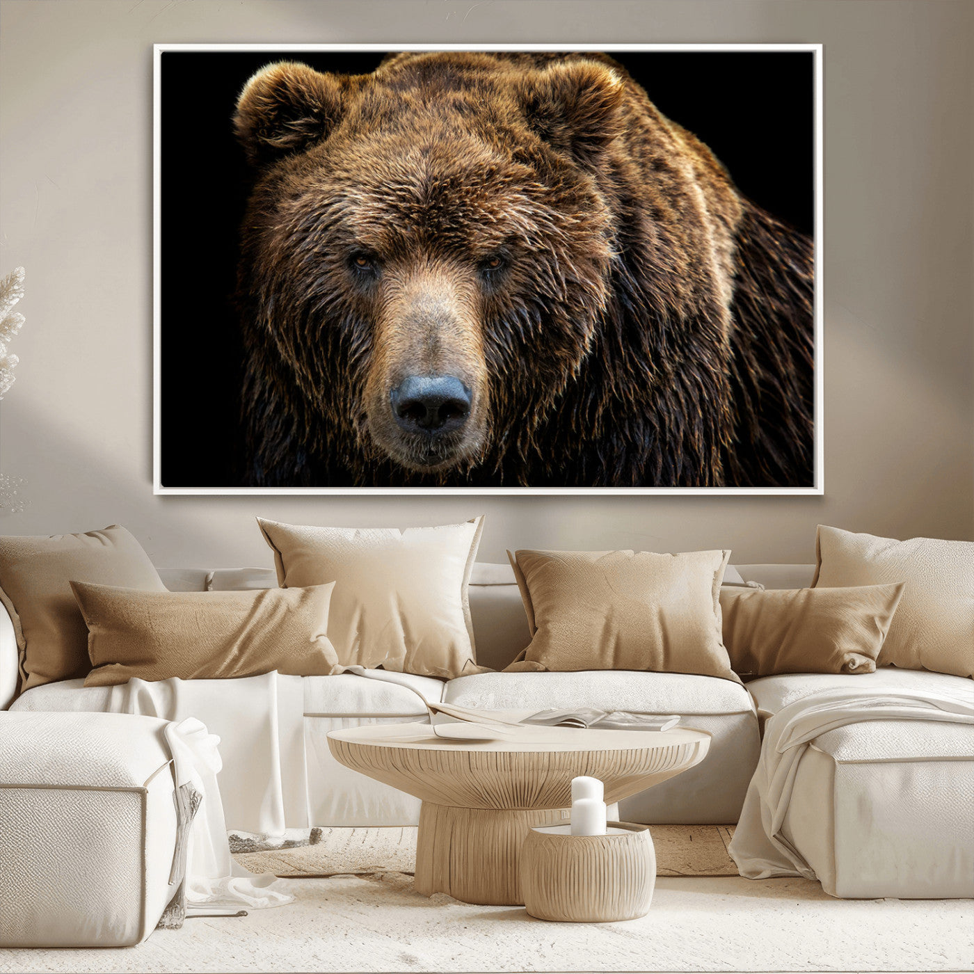 MGV-FC-36X24 - Grizzly Brown Bear Canvas Wall Art, Wildlife Animal Canvas Artwork Bear Print, Bear Wall Art Print,