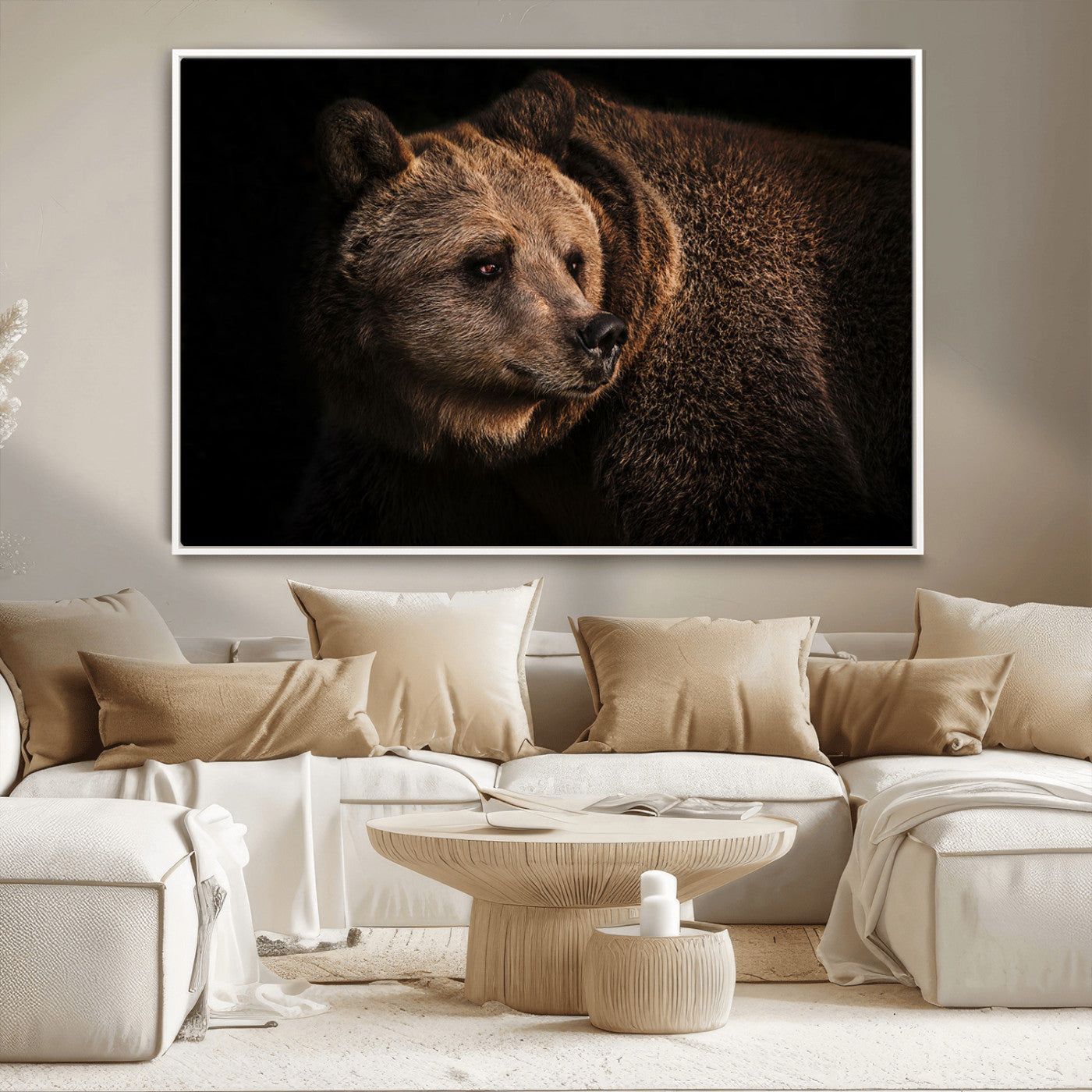 MGV-FC-36X24 - Wild Grizzly 399 Bear Canvas Wall Art Print, Bear Animal Canvas Artwork Print, Black Bear Wall Art