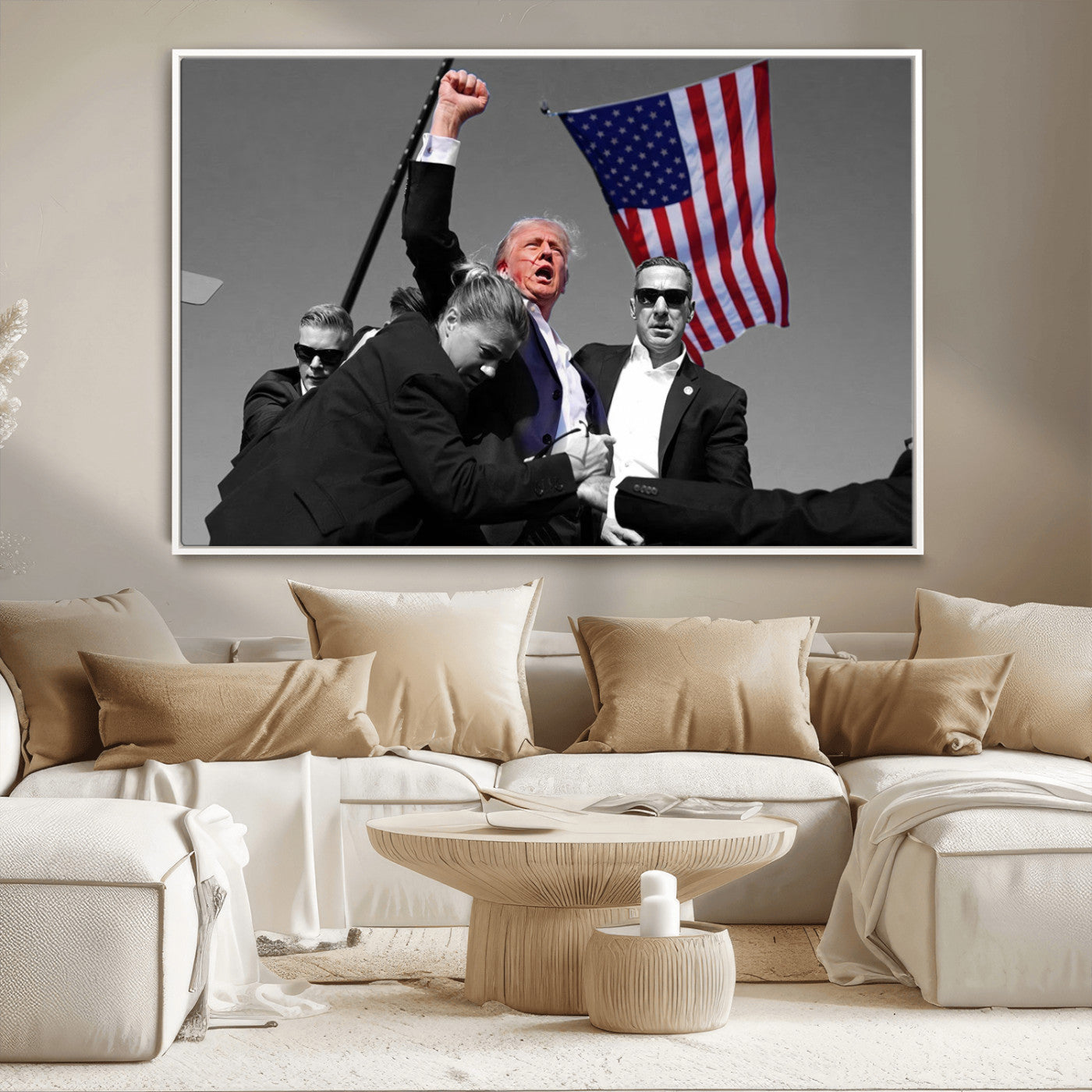 MGV-FC-36X24 - Donald Trump Assassination Attempt Wall Art Print, Trump Historic Footage - Iconic Reaction by Trump