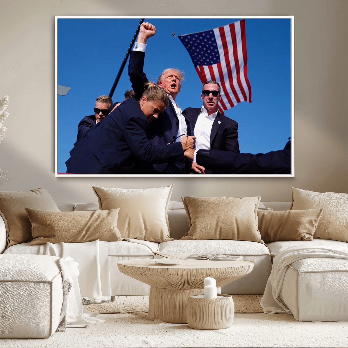 MGV-FC-36X24 - Donald Trump Assassination Attempt Wall Art Print, Trump Historic Footage - Iconic Reaction by Trump