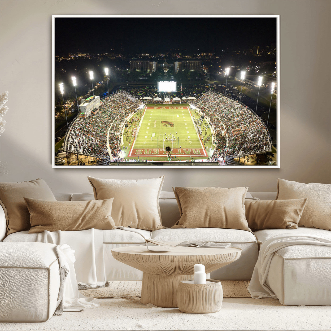 MGV-FC-36X24 - Florida A&M Rattlers Football Team Print - Tallahassee Bragg Memorial Stadium Wall Art Canvas Print