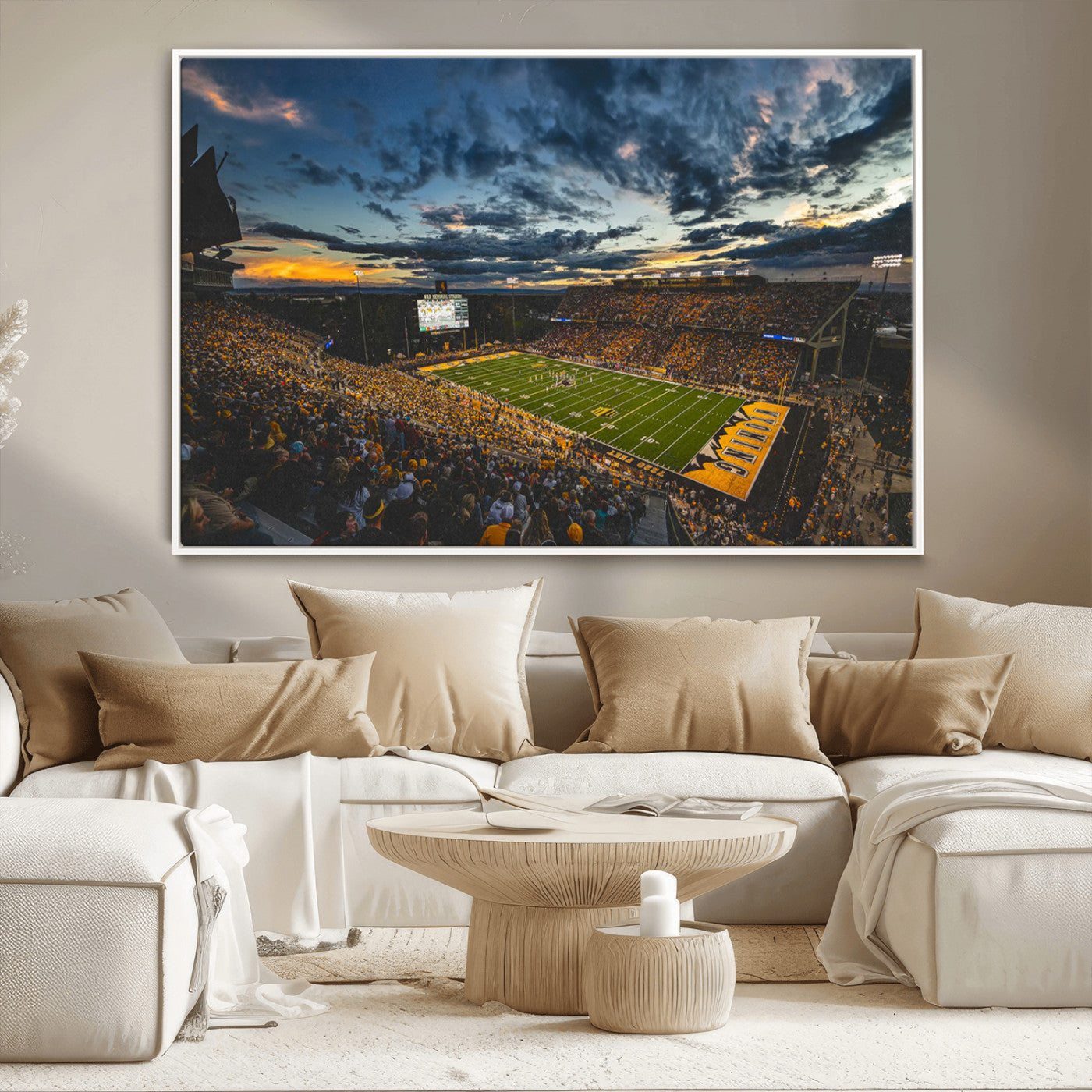 MGV-FC-36X24 - University of Wyoming Cowboys Football Team Print - Laramie War Memorial Stadium Wall Art Canvas