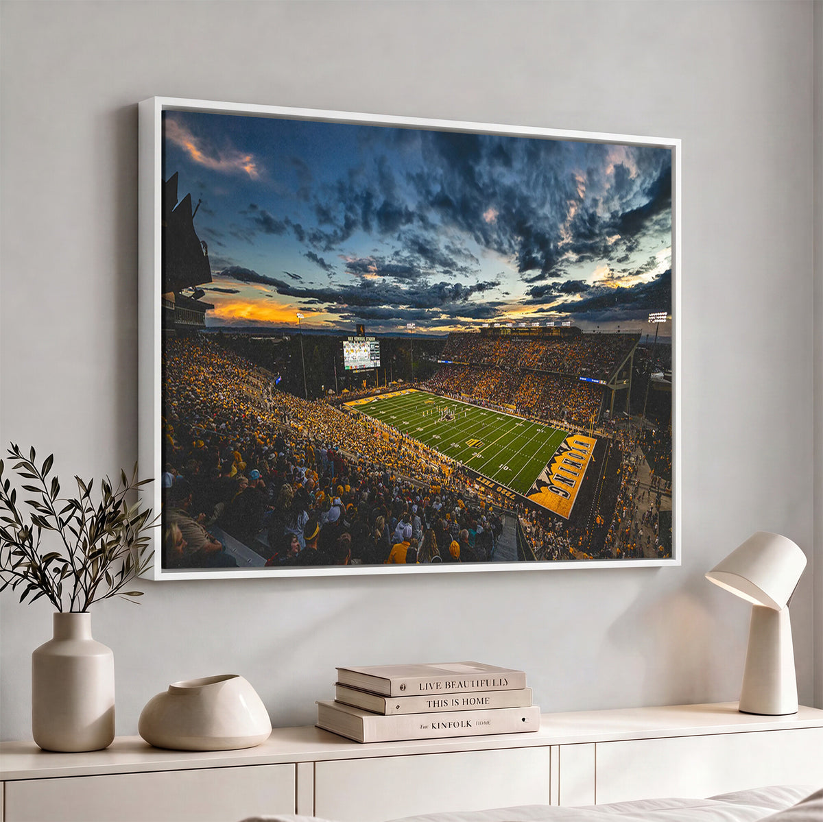 61020-MGV-CV-36X24 - University of Wyoming Cowboys Football Team Print, Laramie, Framed and Ready to Hang