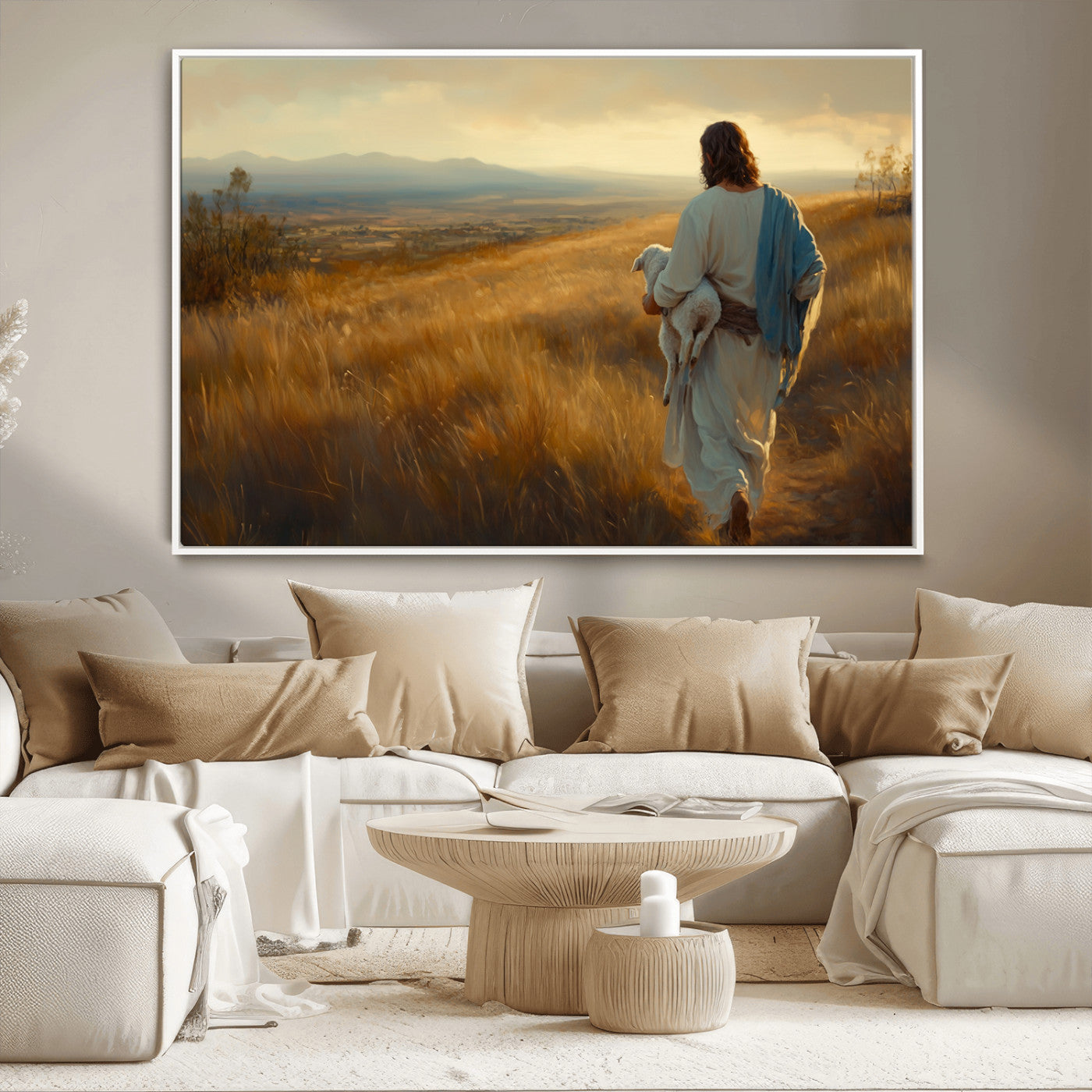 MGV-FC-36X24 - Jesus the Good Shepherd Wall Art Canvas Print - Inspirational Christian Religious Print for Prayer