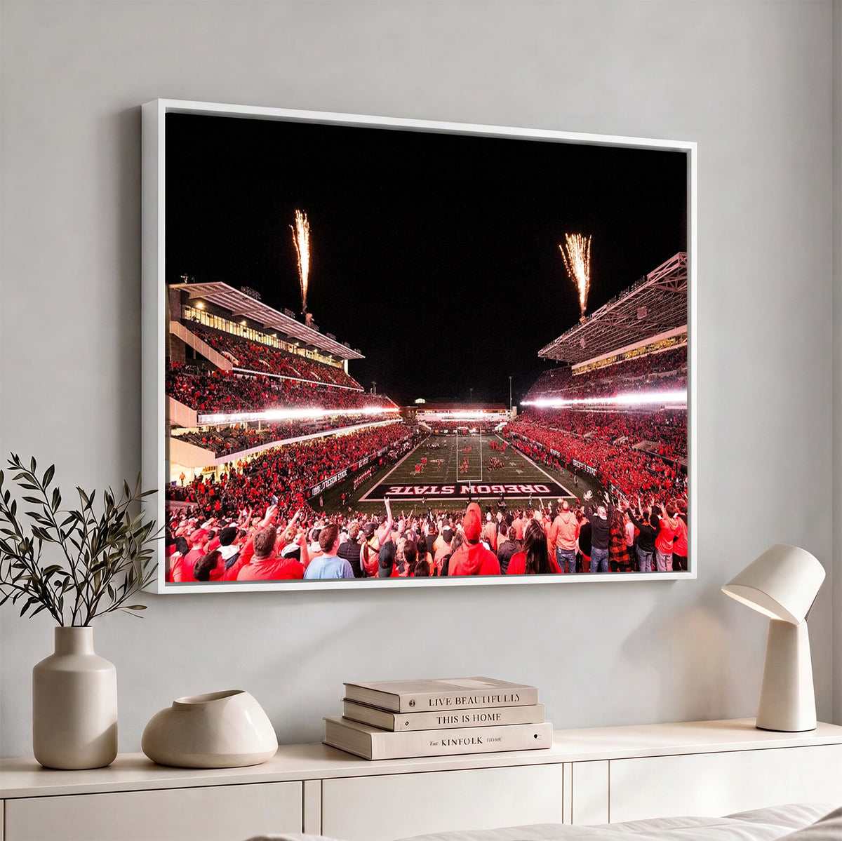52633-MGV-CV-36X24 - Oregon State Beavers Football Team Print, Corvallis Reser, Framed and Ready to Hang