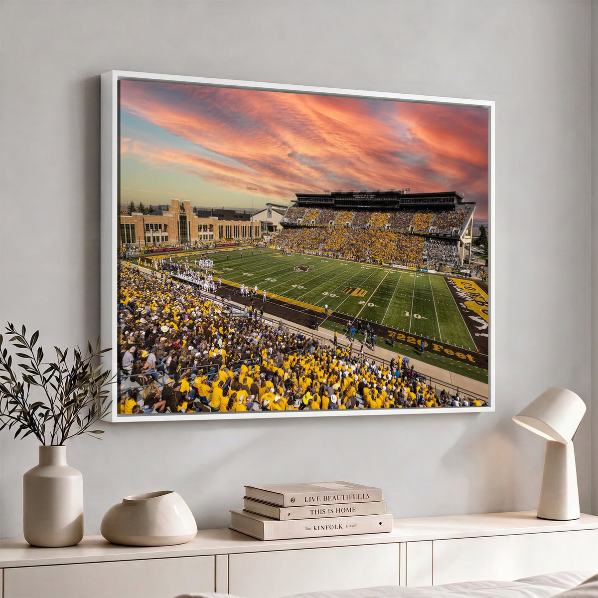 90508-MGV-CV-36X24 - University of Wyoming Cowboys Football Team Print, Laramie, Extra Large Game Room Wall Decor