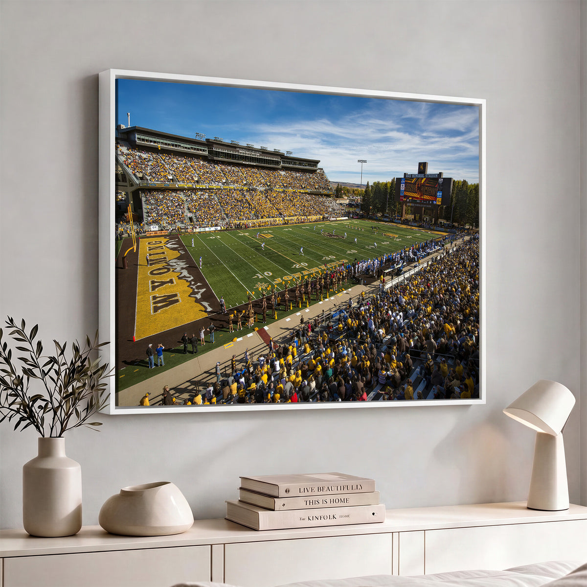 89846-MGV-CV-36X24 - University of Wyoming Cowboys Football Team Print, Laramie, Man Cave Wall Decor