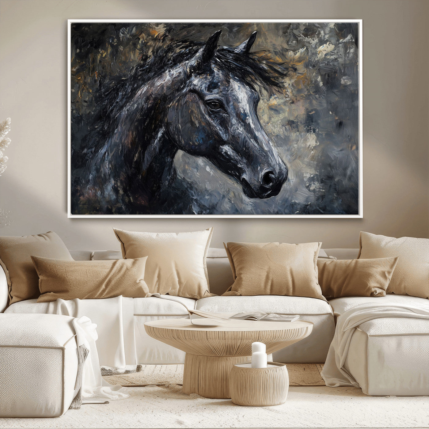 MGV-FC-36X24 - Large Abstract Horse Wall Art Canvas Print | Farmhouse Wall Decor | Rustic Horse Art | Western Cabin
