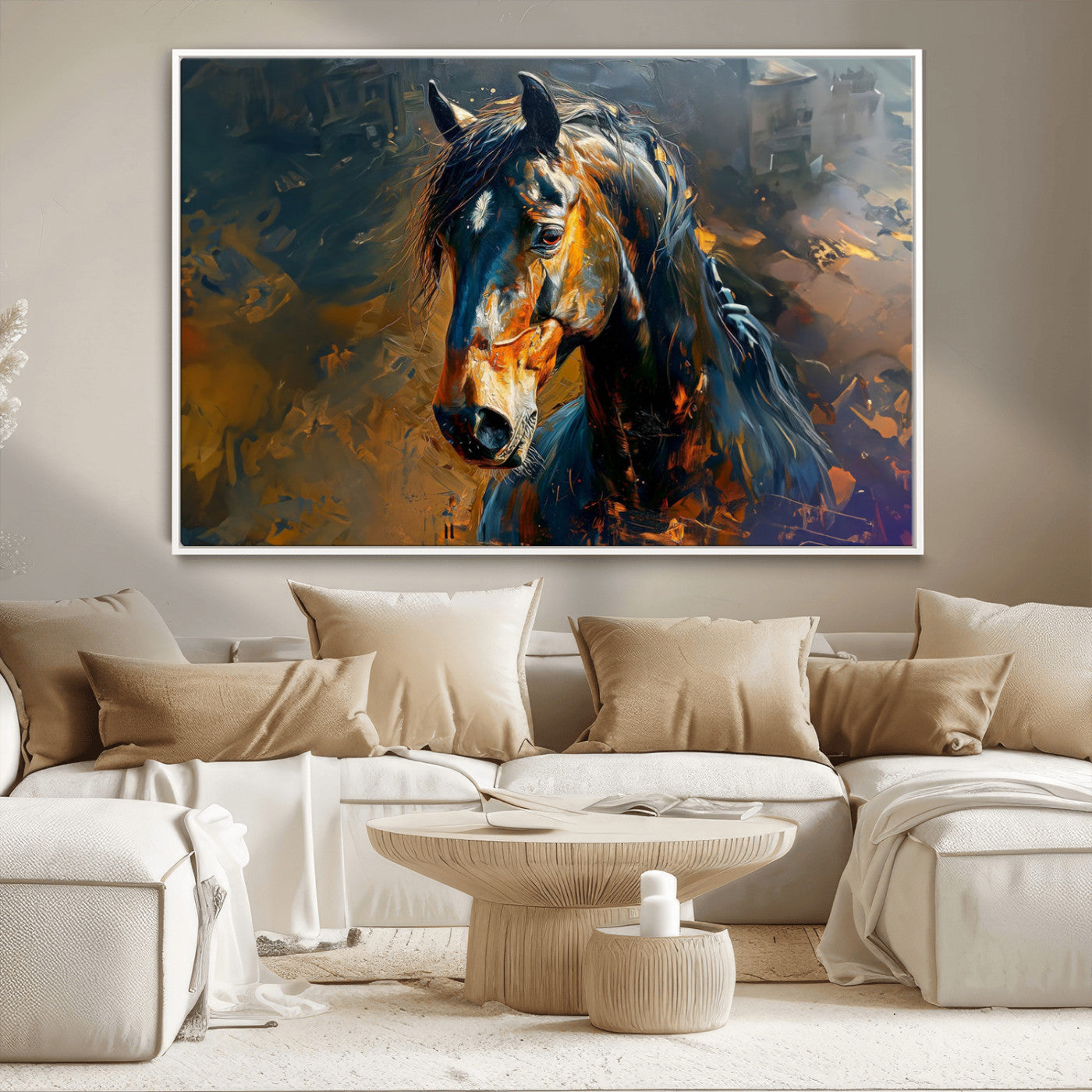 MGV-FC-36X24 - Abstract Horse Wall Art Canvas Print | Farmhouse Wall Decor | Western Cabin Art | Rustic Horse Decor