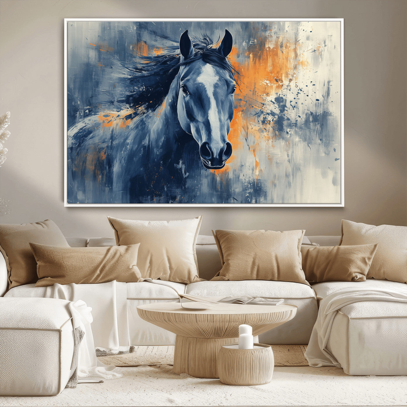 MGV-FC-36X24 - Abstract Blue Horse Wall Art Print Canvas | Horse Wall Art Print | Western Decor for Farmhouse |