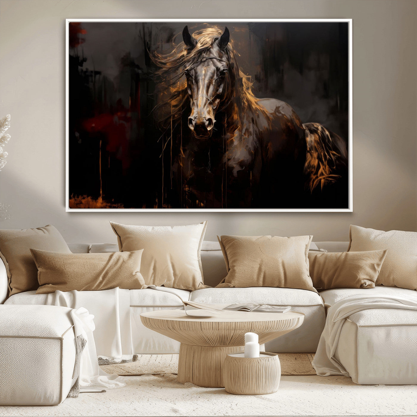 MGV-FC-36X24 - Abstract Black Horse Canvas Print for Farmhouse Wall Art | Abstract Equine Wall Art | Western Decor