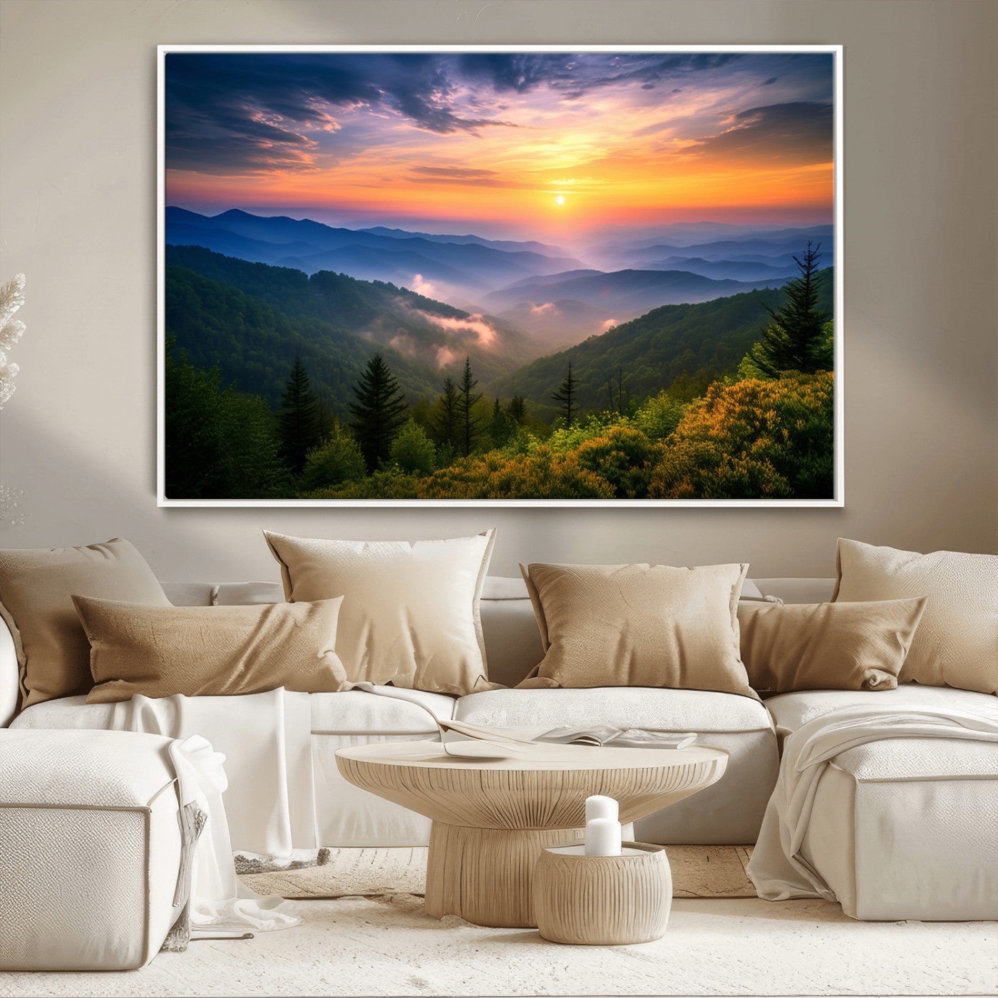 MGV-FC-36X24 - Majestic Mountain Sunrise Print | Landscape Wall Art | Canvas Print Ready to Hang | Farmhouse Wall
