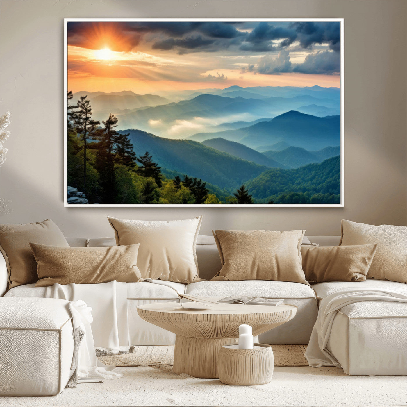 MGV-FC-36X24 - Sunrise Over Mountain Range Wall Art Canvas Print, Farmhouse Wall Decor, Cabin Wall Art