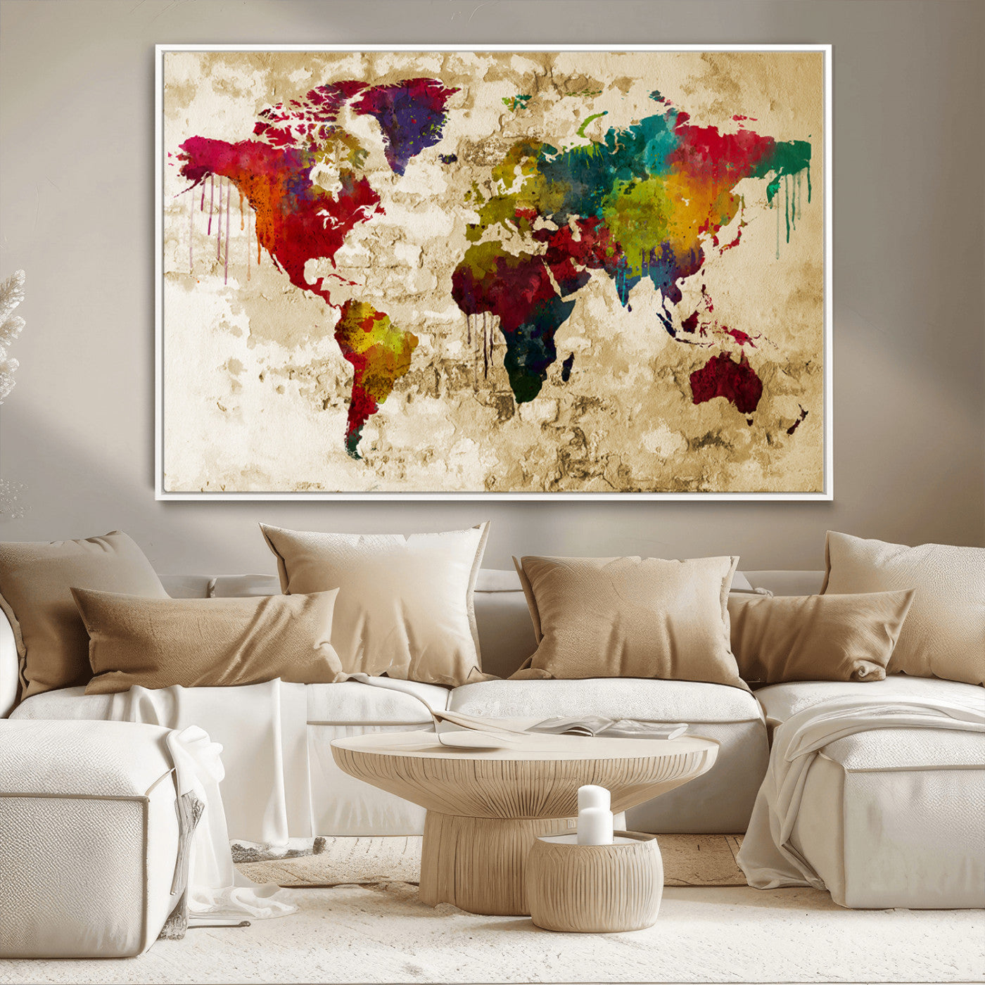 MGV-FC-36X24 - Push Pin World Map Canvas Print – Framed Wall Art for Couples to Track Their Travels – Anniversary