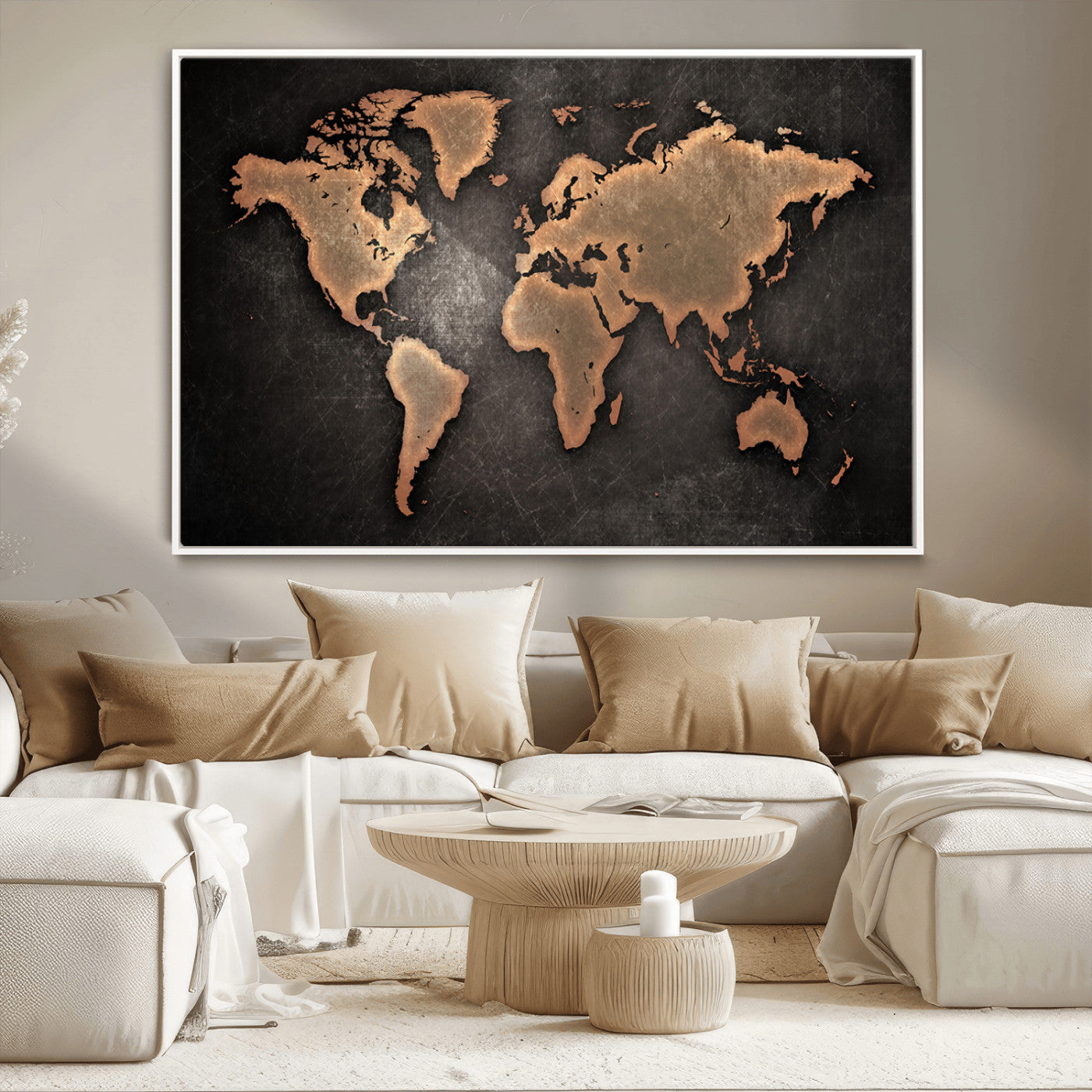 MGV-FC-36X24 - Push Pin World Map Canvas Print – Framed Wall Art for Couples to Track Their Travels – Anniversary