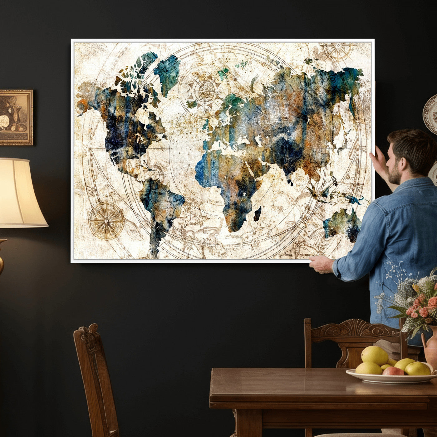 10554-MGV-CV-36X24 - Abstract World Map Art Print Canvas Print