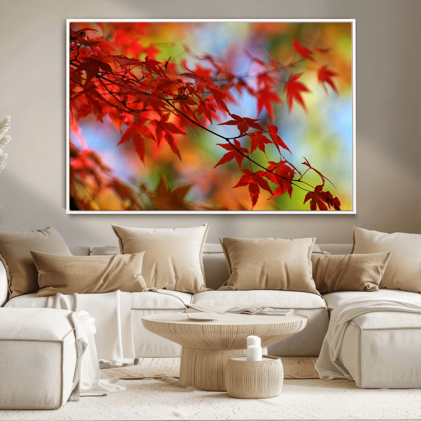 MGV-FC-36X24 - Red Leaves Autumn Forest Wall Art Canvas, Red Leaves Autumn Forest Canvas Print