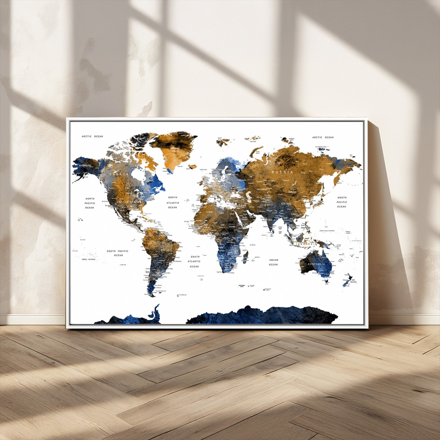 MGV-FC-36X24 - World Map Wall Art Canvas Print for Home and Office Decor