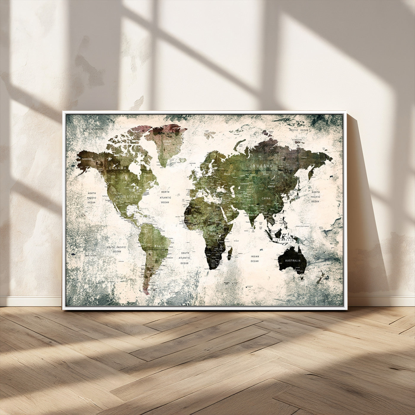 MGV-FC-36X24 - Push Pin World Map Canvas Print – Framed Wall Art for Couples to Track Their Travels – Anniversary
