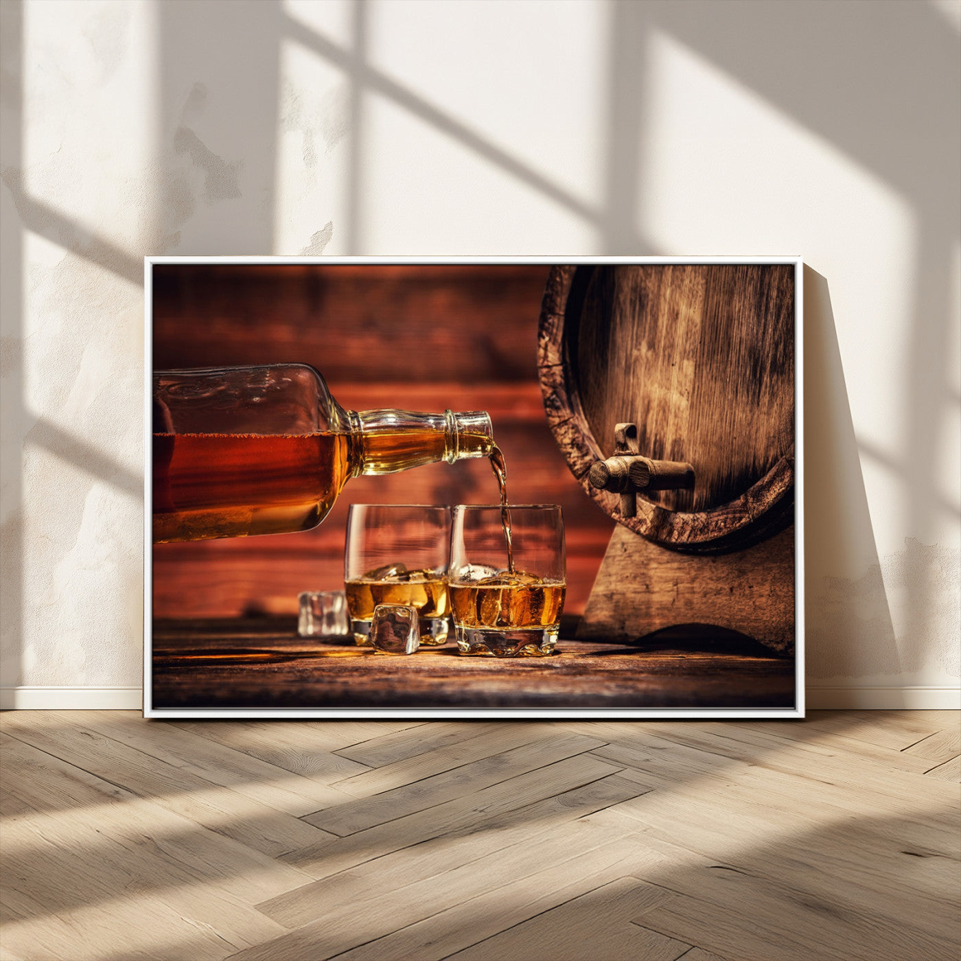 MGV-FC-36X24 - Whiskey and Cigar Canvas Wall Art | 3 Panel Bar Room Decor for Home Lounge, Office, or Man Cave |